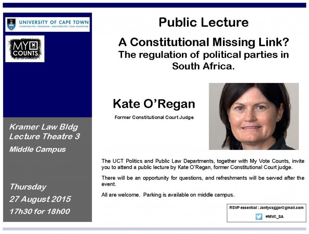 Invitation: Public Lecture On Political Party Regulation In SA ...